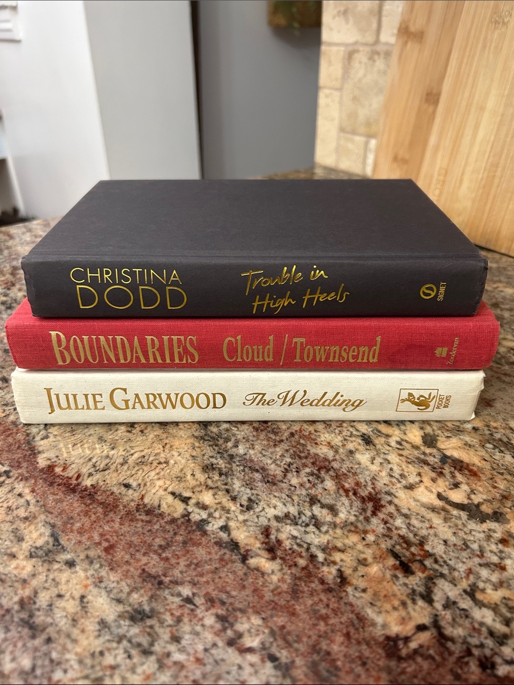 Stack of Decorative Books - Black, Red, Cream